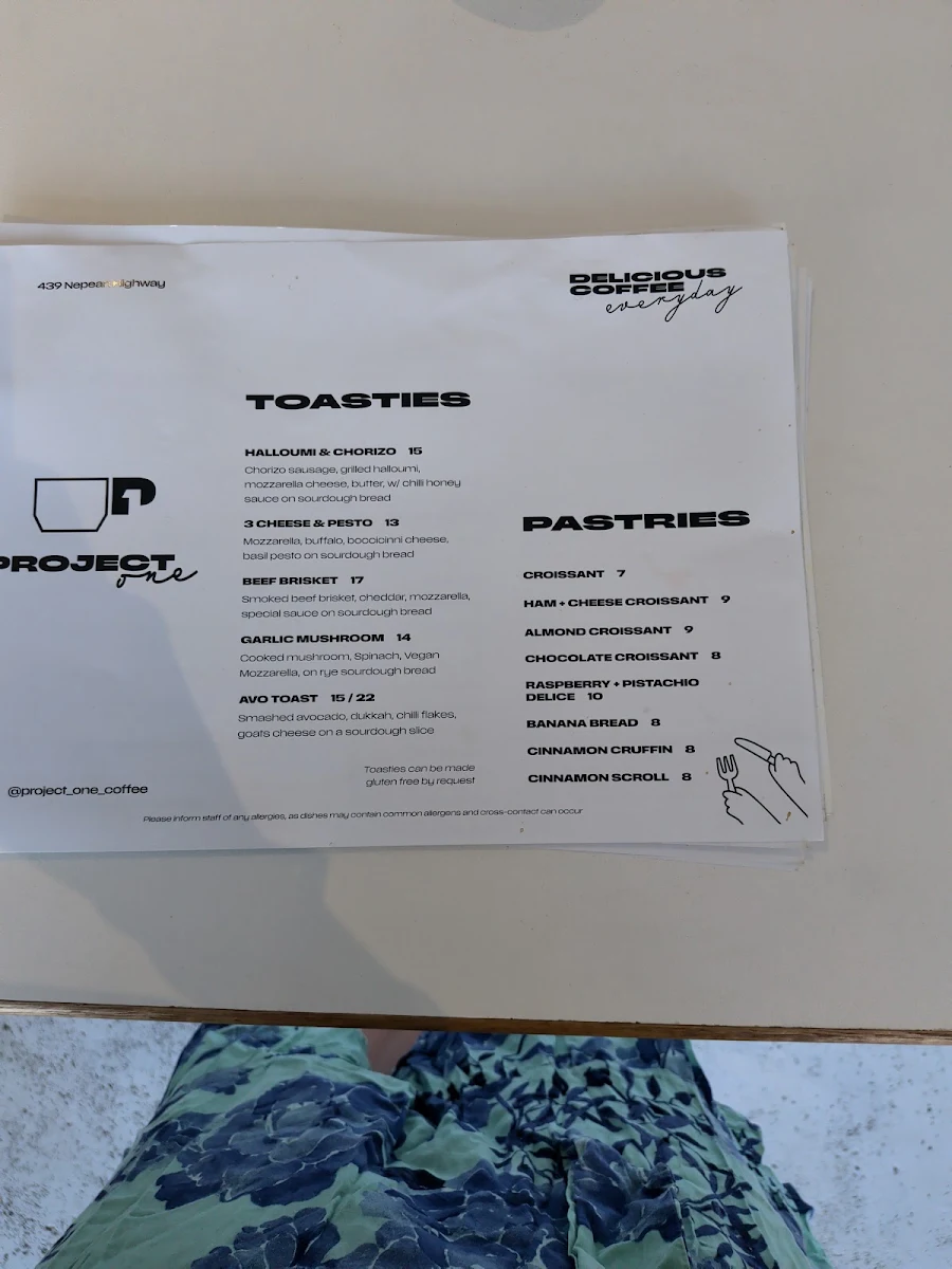 Menu, Project One Frankston