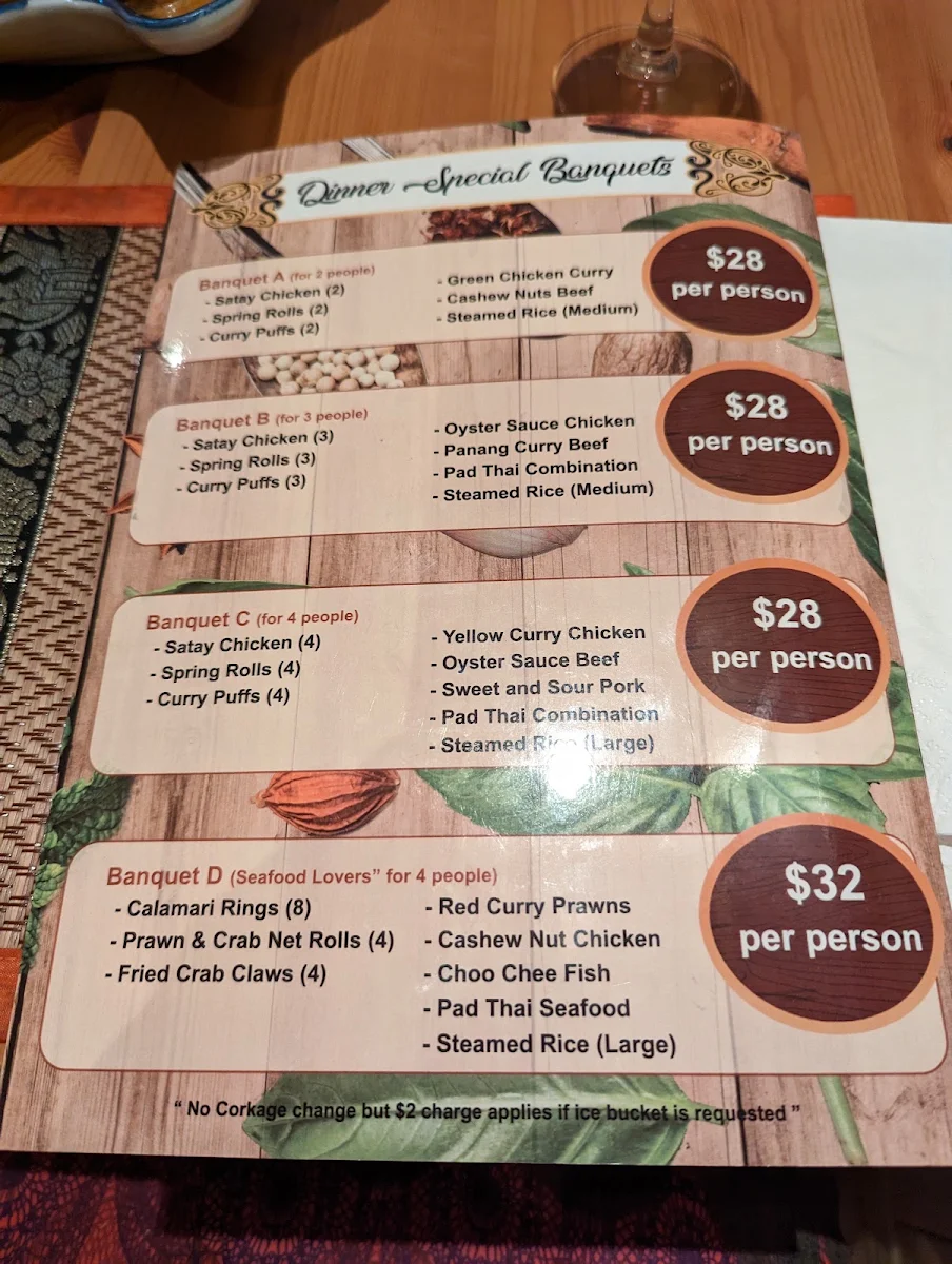 Menu, Mae Ploy Thai Restaurant