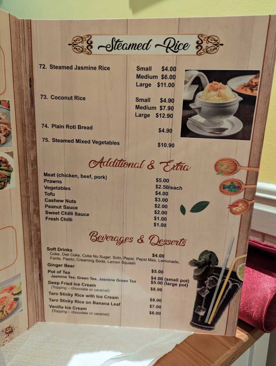 Menu, Mae Ploy Thai Restaurant