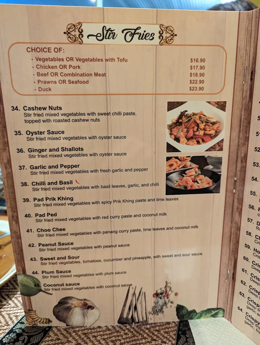 Menu, Mae Ploy Thai Restaurant