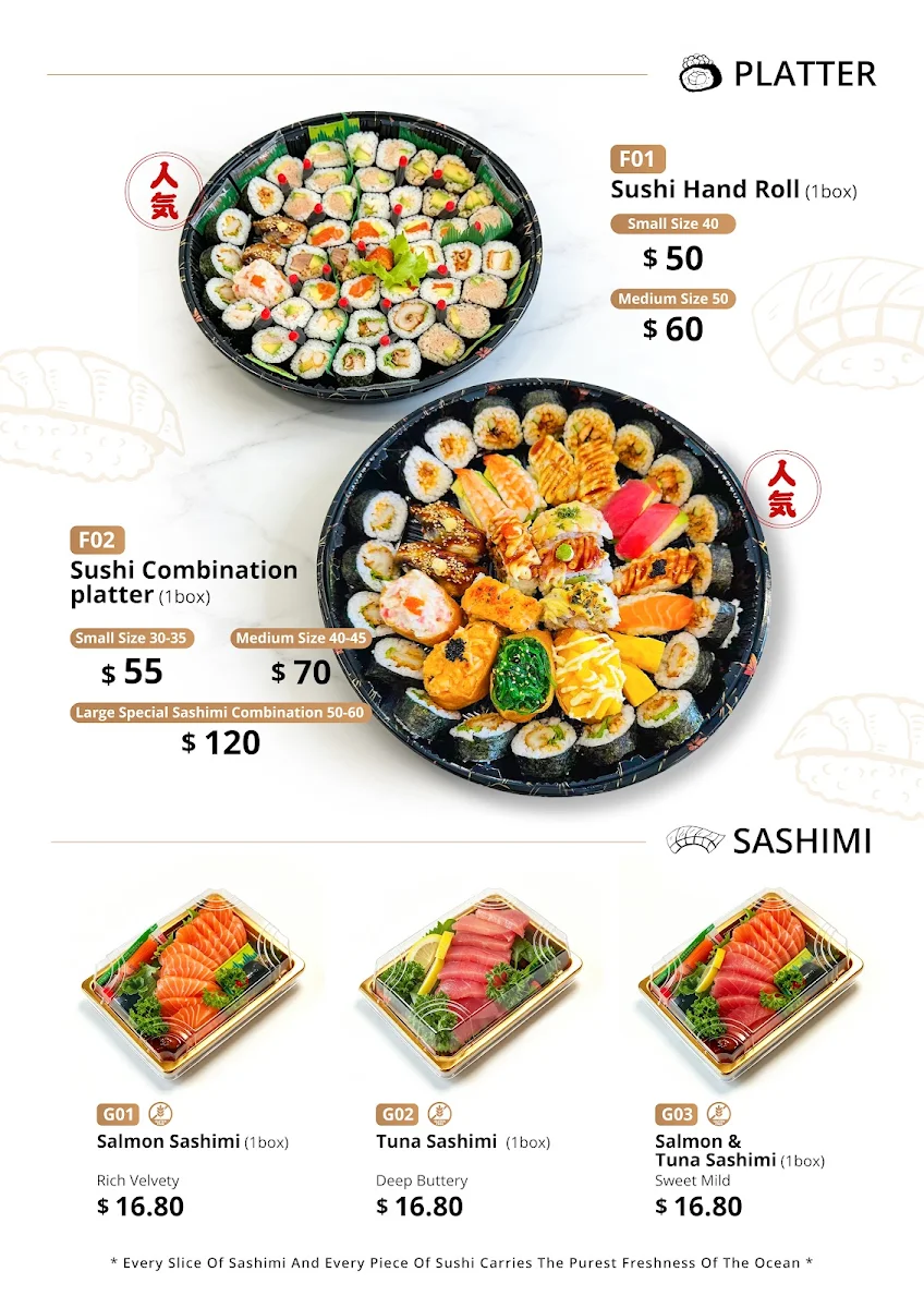 Menu, Eato Sushi