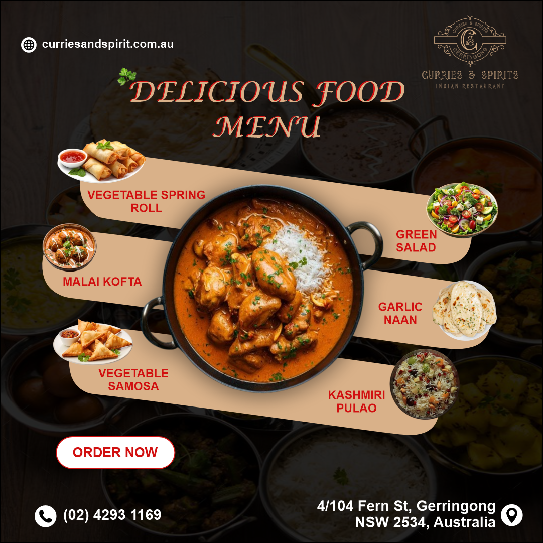Menu, Curries & Spirits