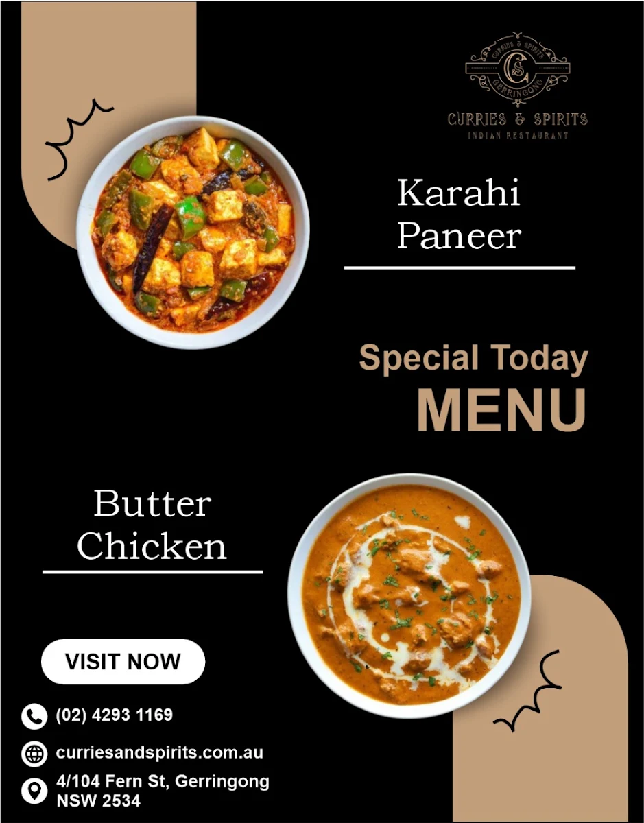 Menu, Curries & Spirits