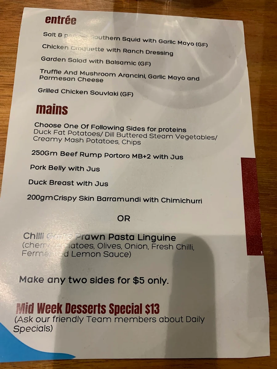 Menu, Surf 'n' Turf Illawong