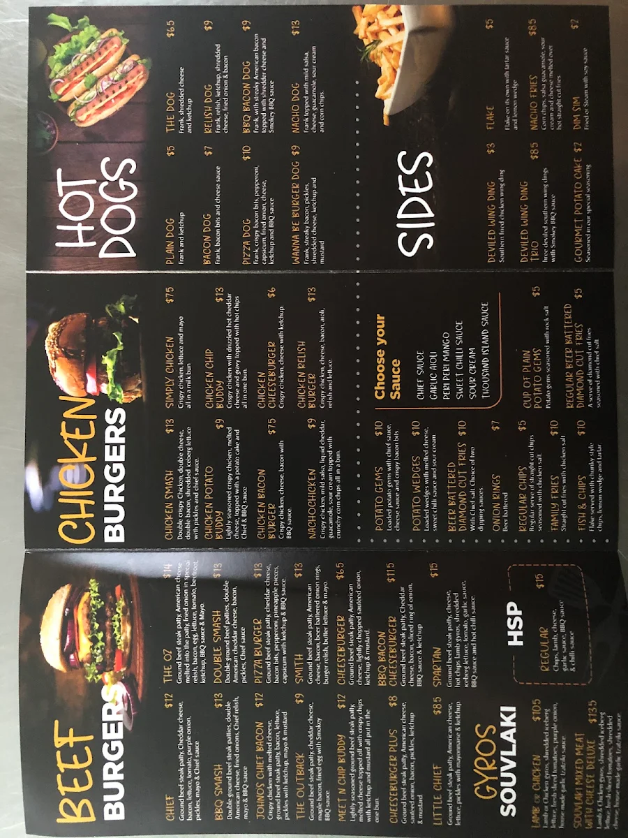 Menu, Burgerchiefs