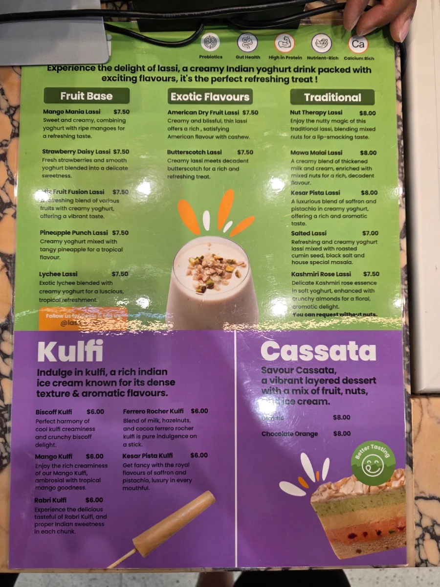 Menu, Lassi Waves