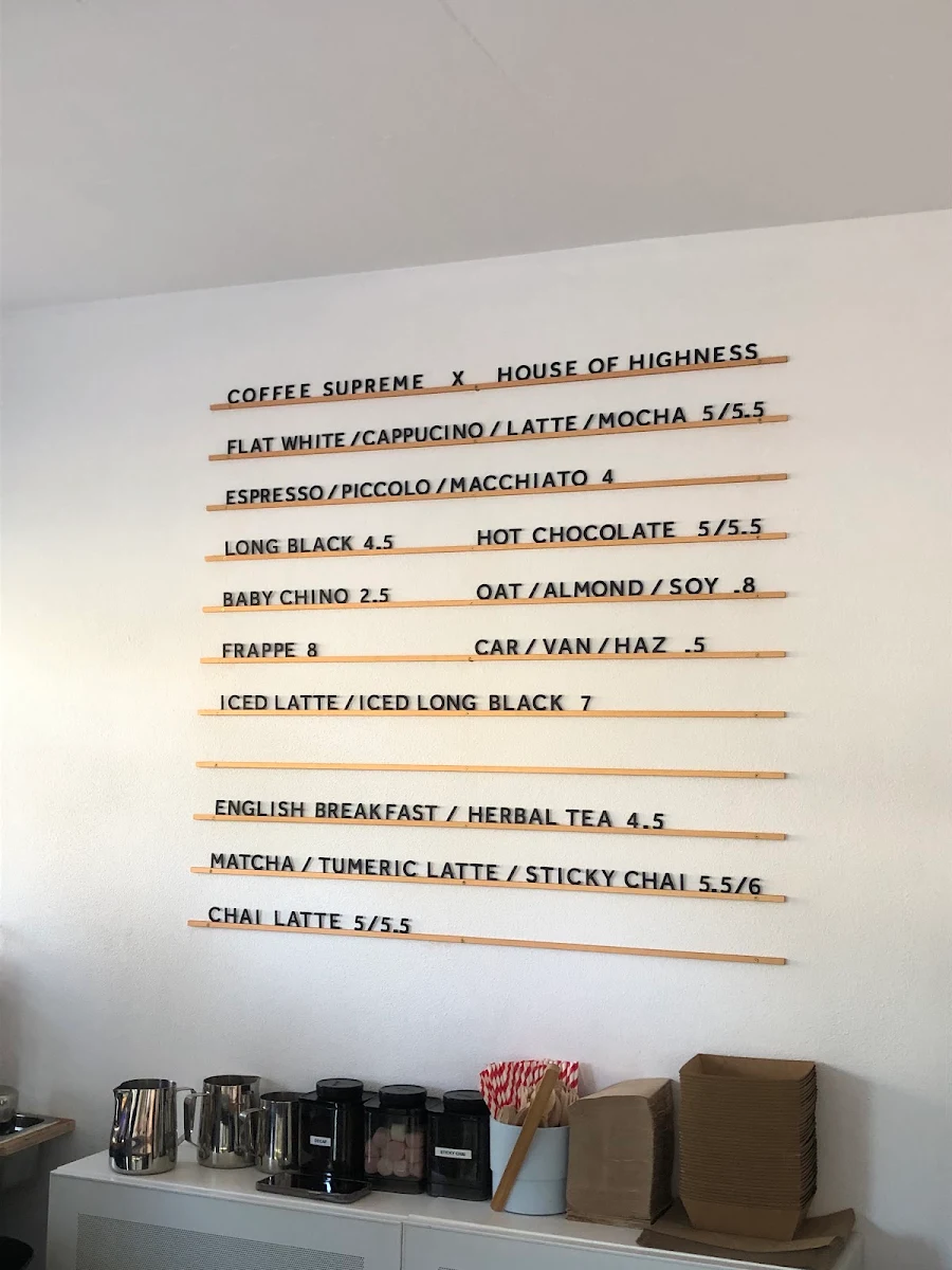 Menu, House of Highness