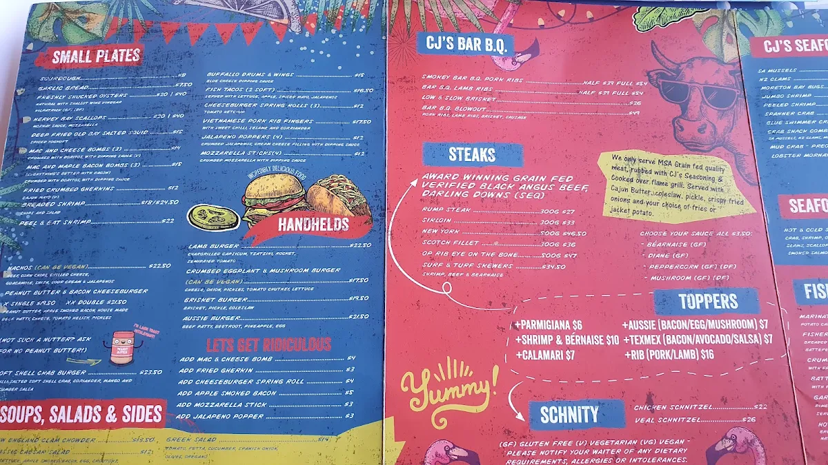 Menu, CJ's Crab Shack & Grill