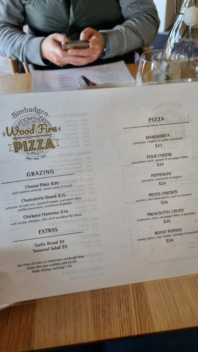 Menu, Bimbadgen Wood Fire Pizza