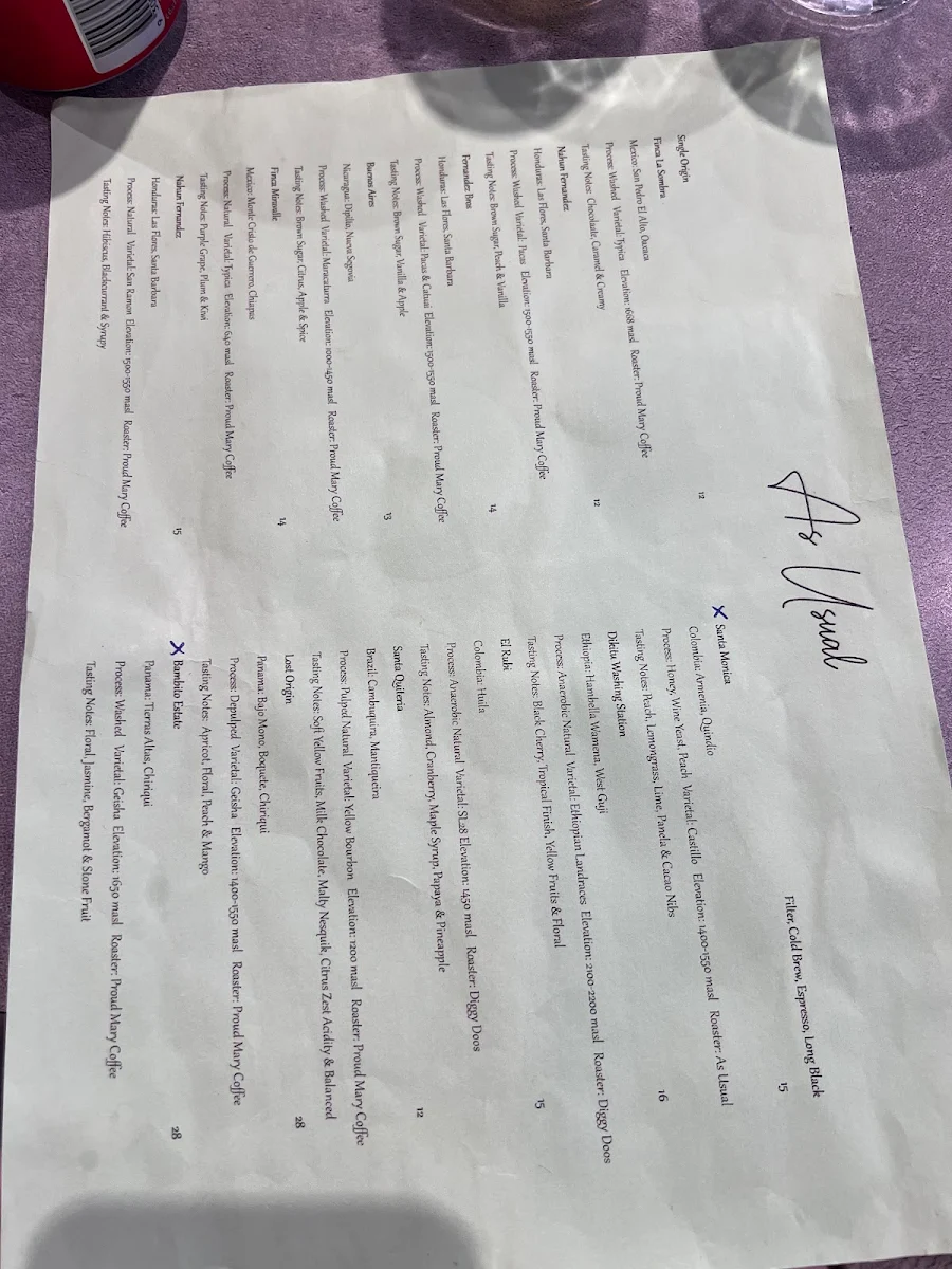 Menu, As Usual