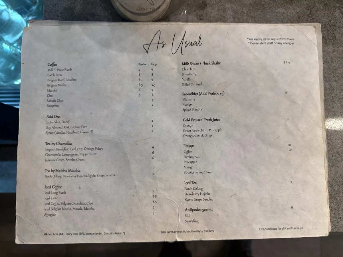 Menu, As Usual