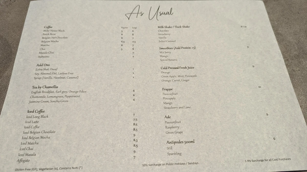 Menu, As Usual