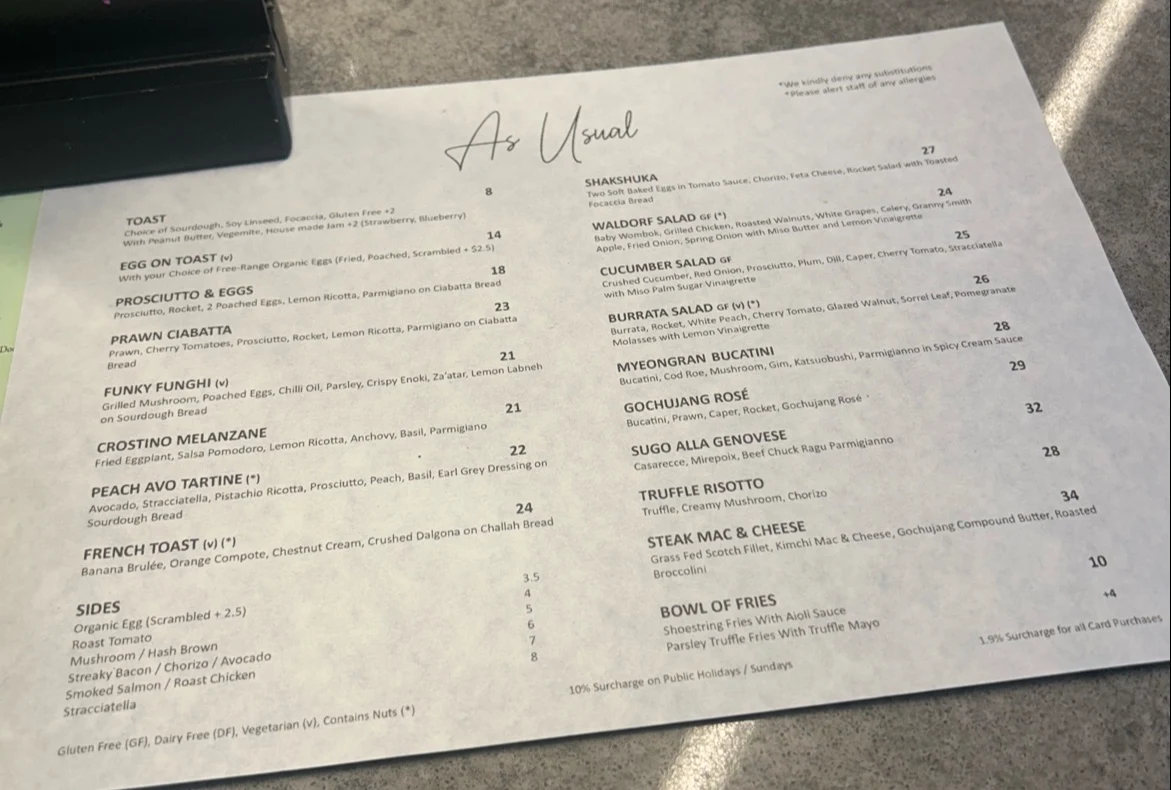 Menu, As Usual