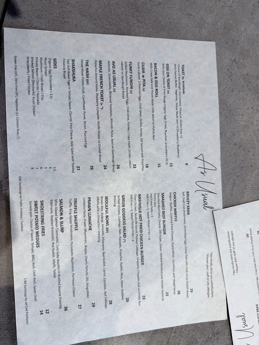 Menu, As Usual