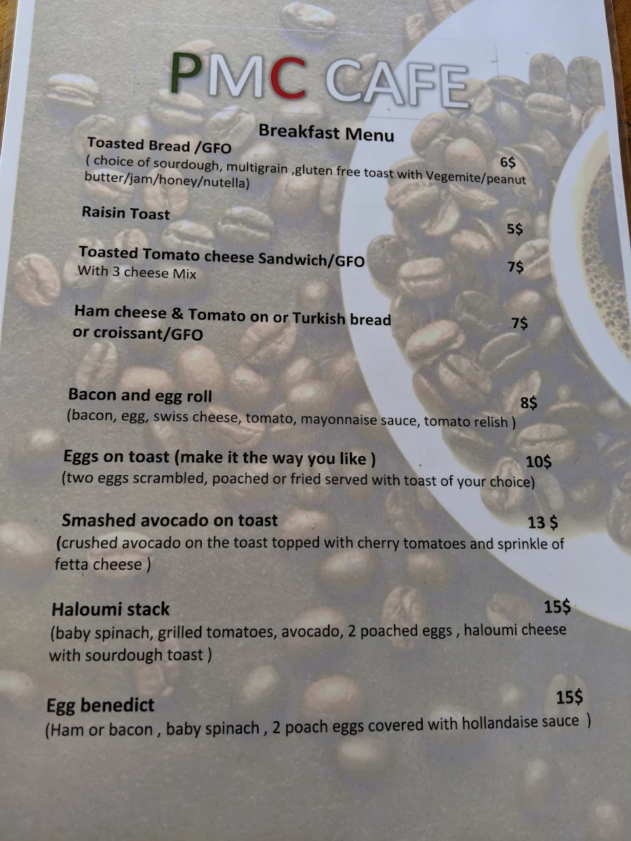 Menu, PMC Persian Restaurant & Cafe