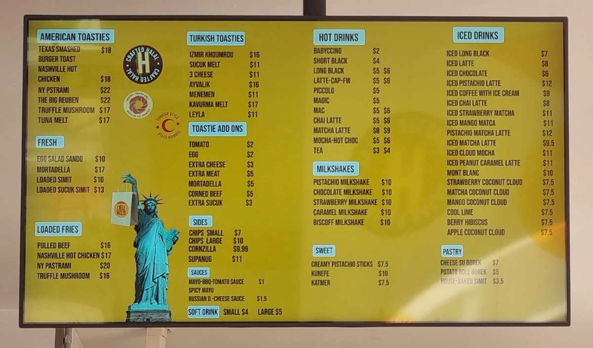 Menu, Deli Melts