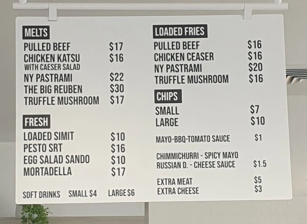 Menu, Deli Melts