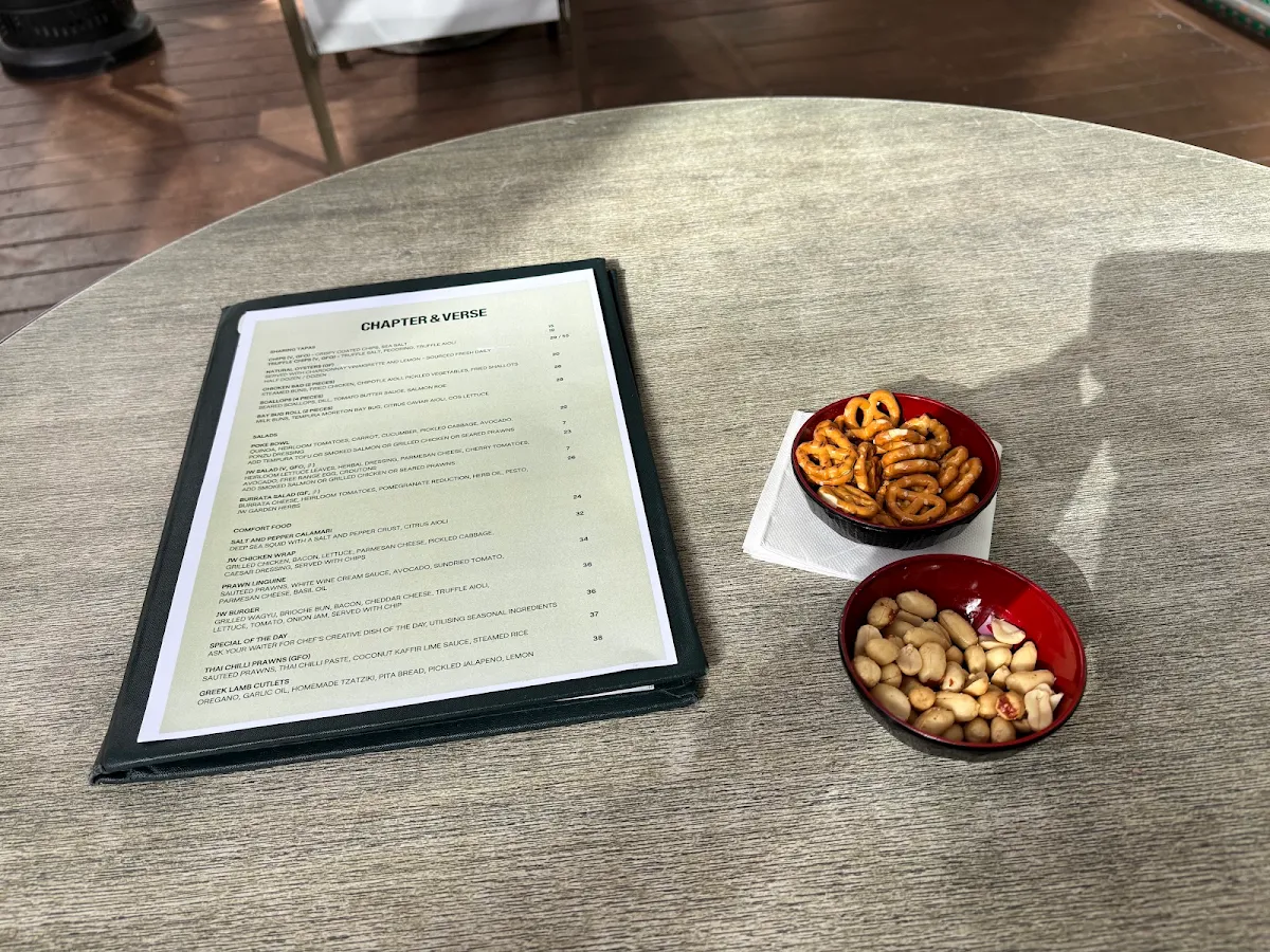Menu, Chapter & Verse Bar and Lounge