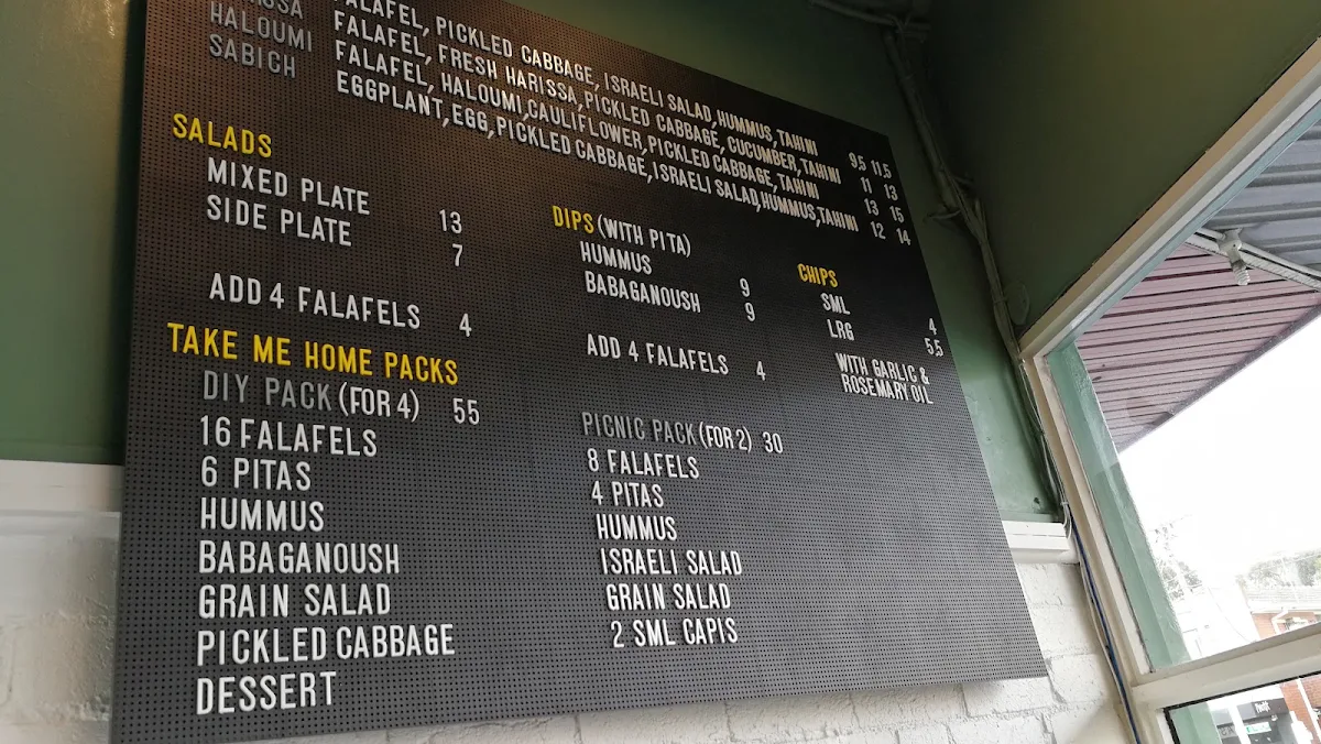 Menu, Just Falafs