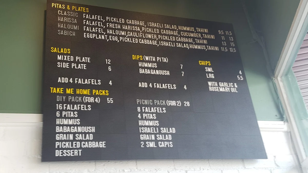 Menu, Just Falafs