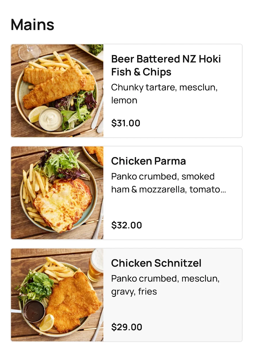 Menu, Bungalow 8