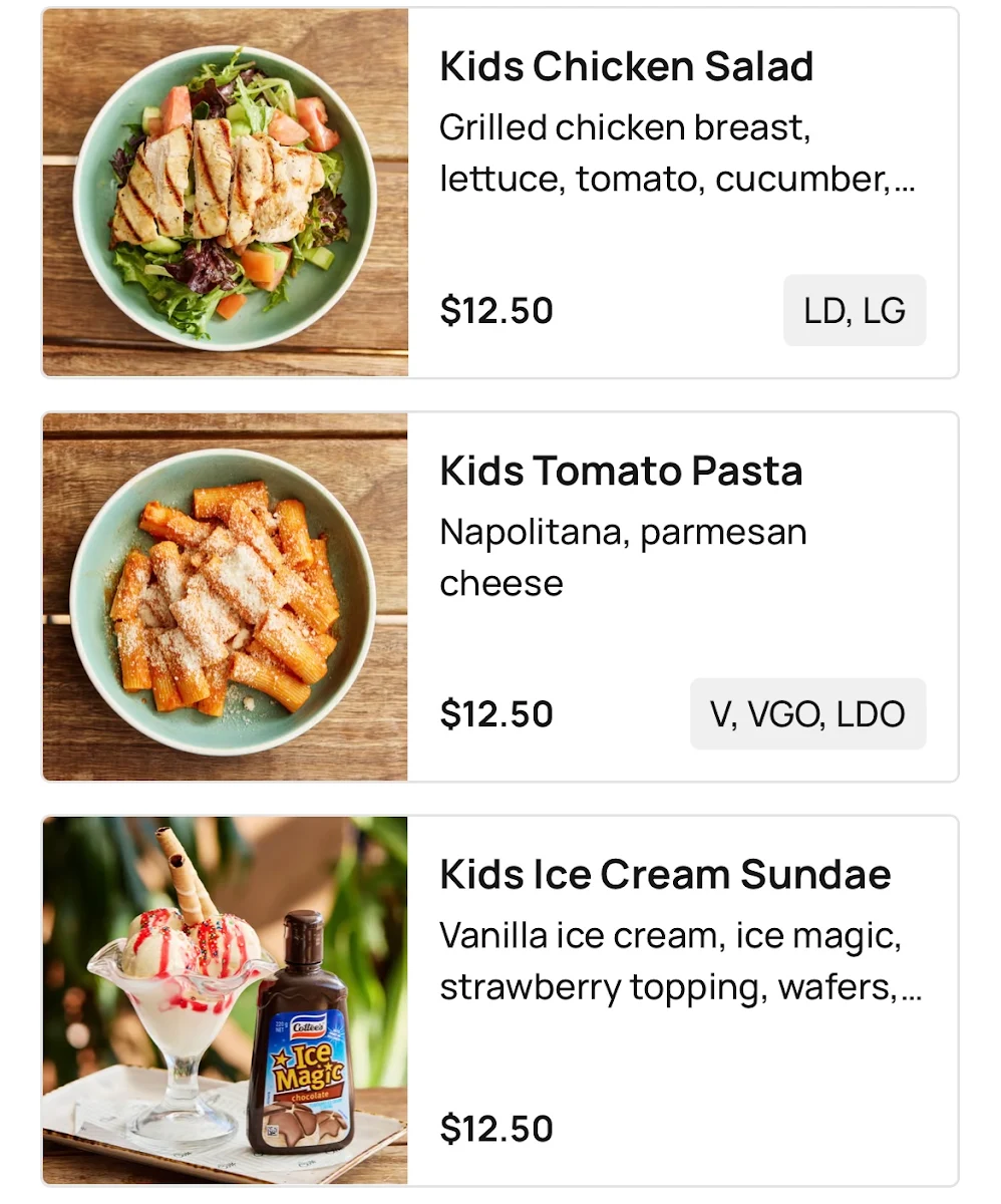 Menu, Bungalow 8