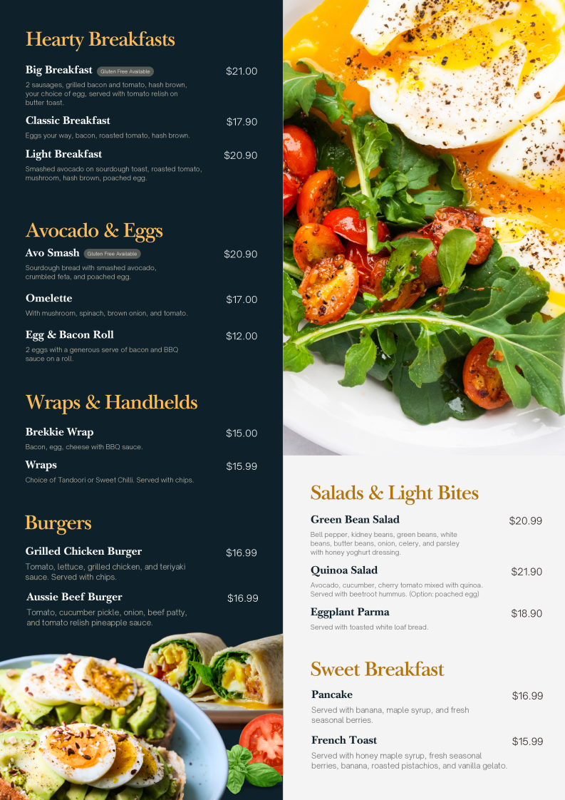 Menu, Press Bar & Grill