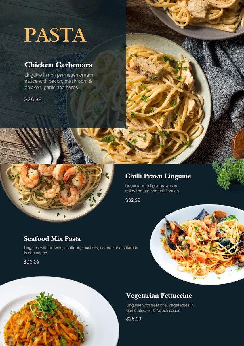 Menu, Press Bar & Grill