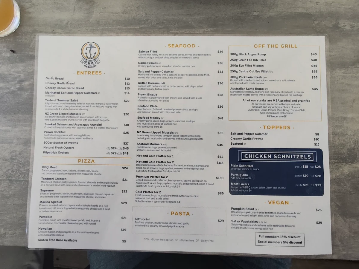 Menu, MBBC