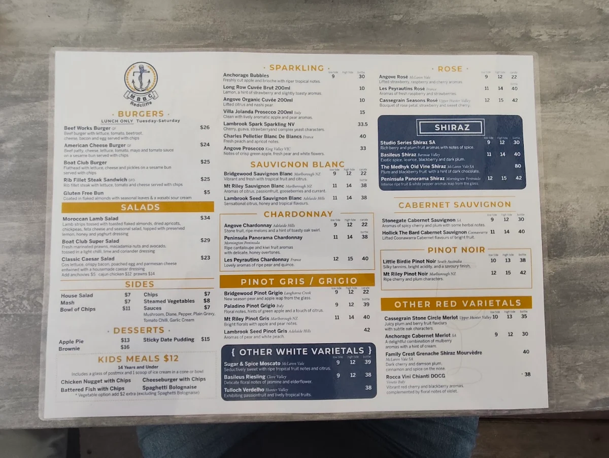 Menu, MBBC