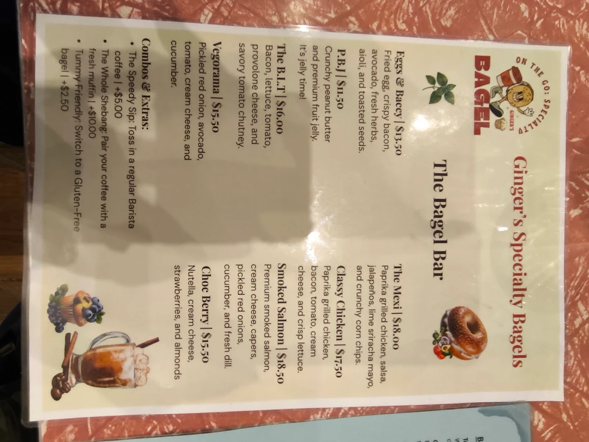 Menu, Gingers Vintage Lounge Bar
