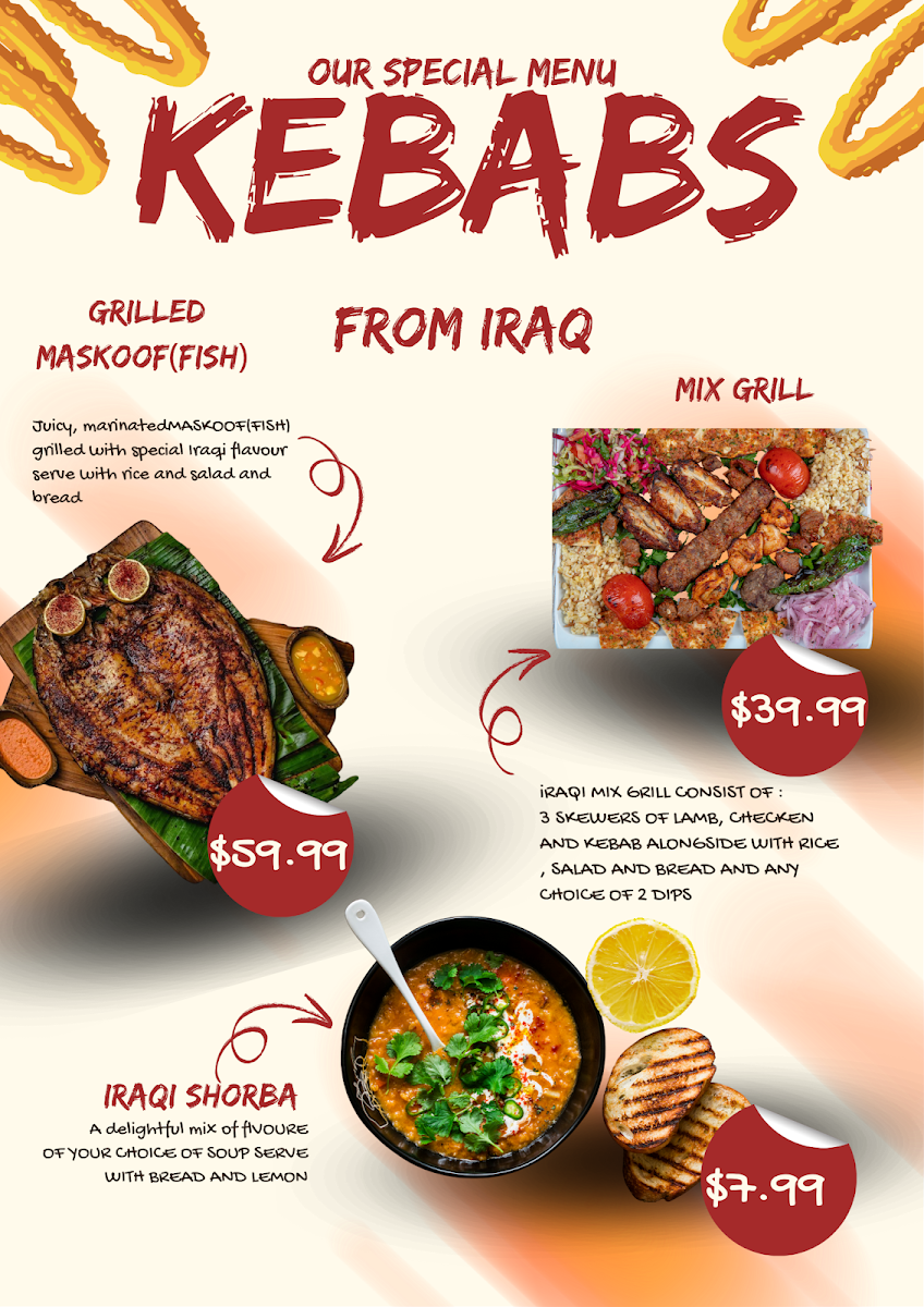 Menu, Baz kebabs