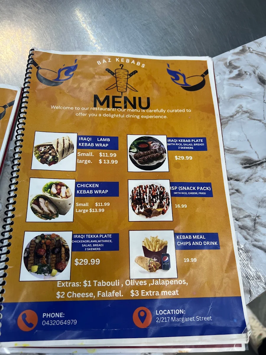 Menu, Baz kebabs