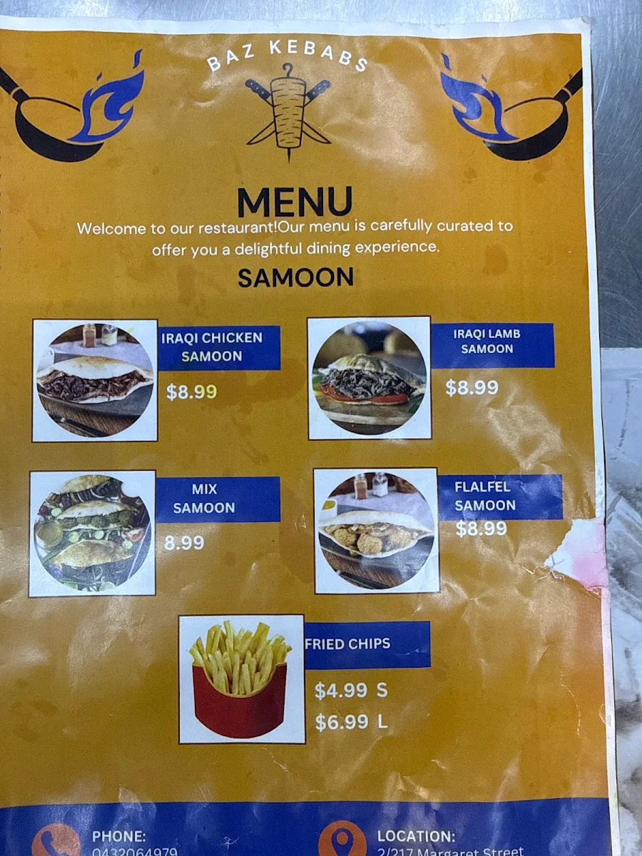 Menu, Baz kebabs