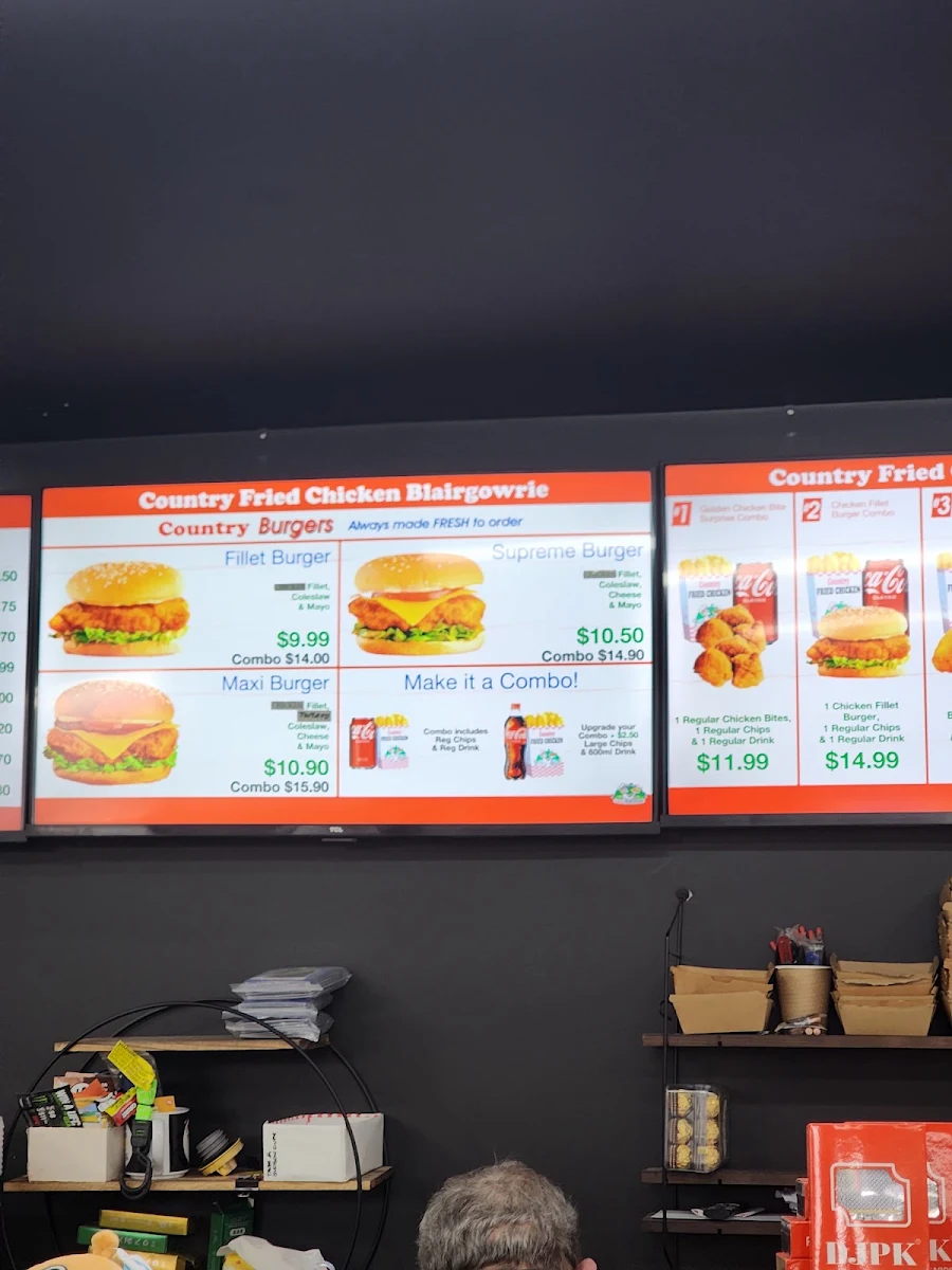 Menu, Country Fried Chicken Blairgowrie
