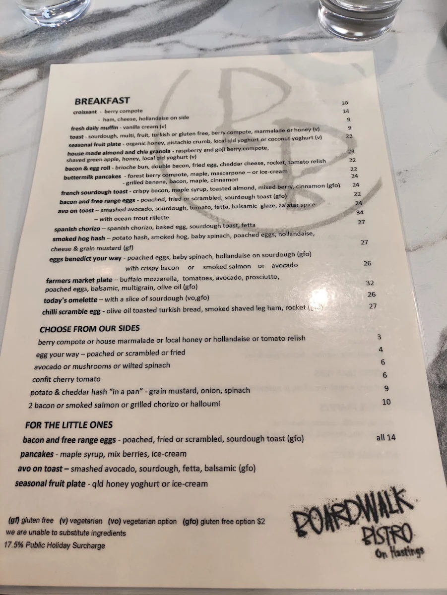 Menu, Boardwalk Bistro on Hastings