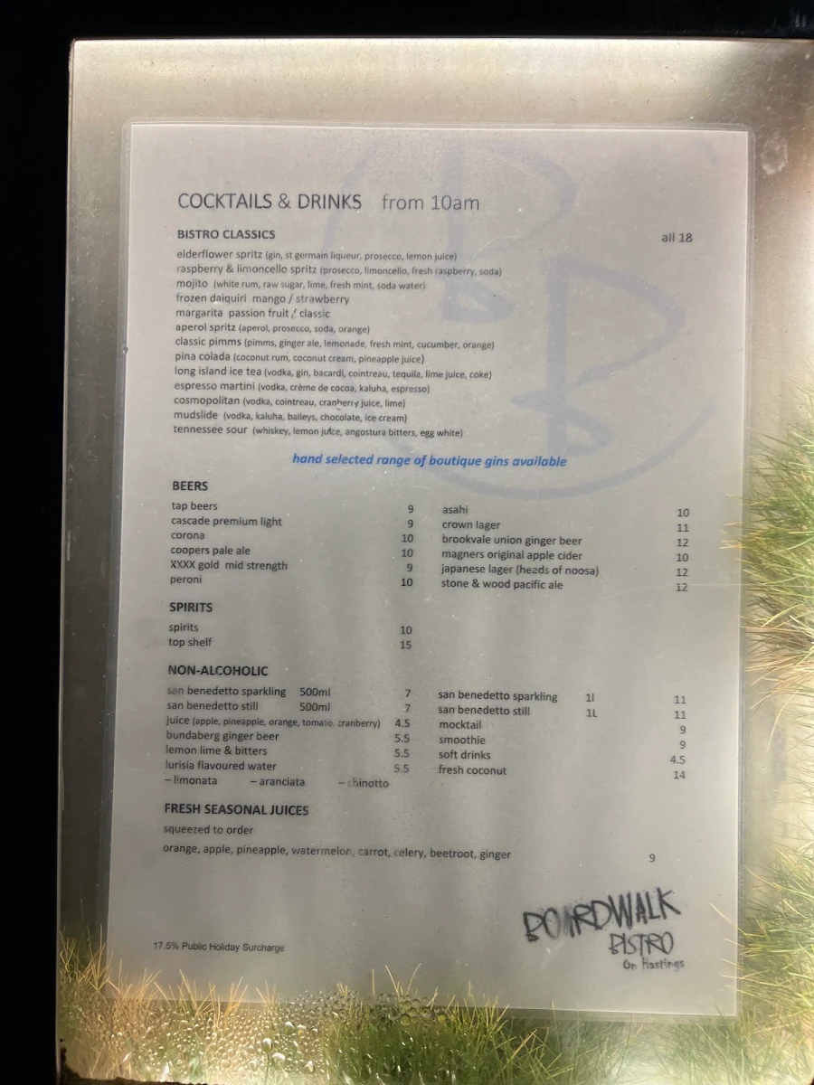 Menu, Boardwalk Bistro on Hastings