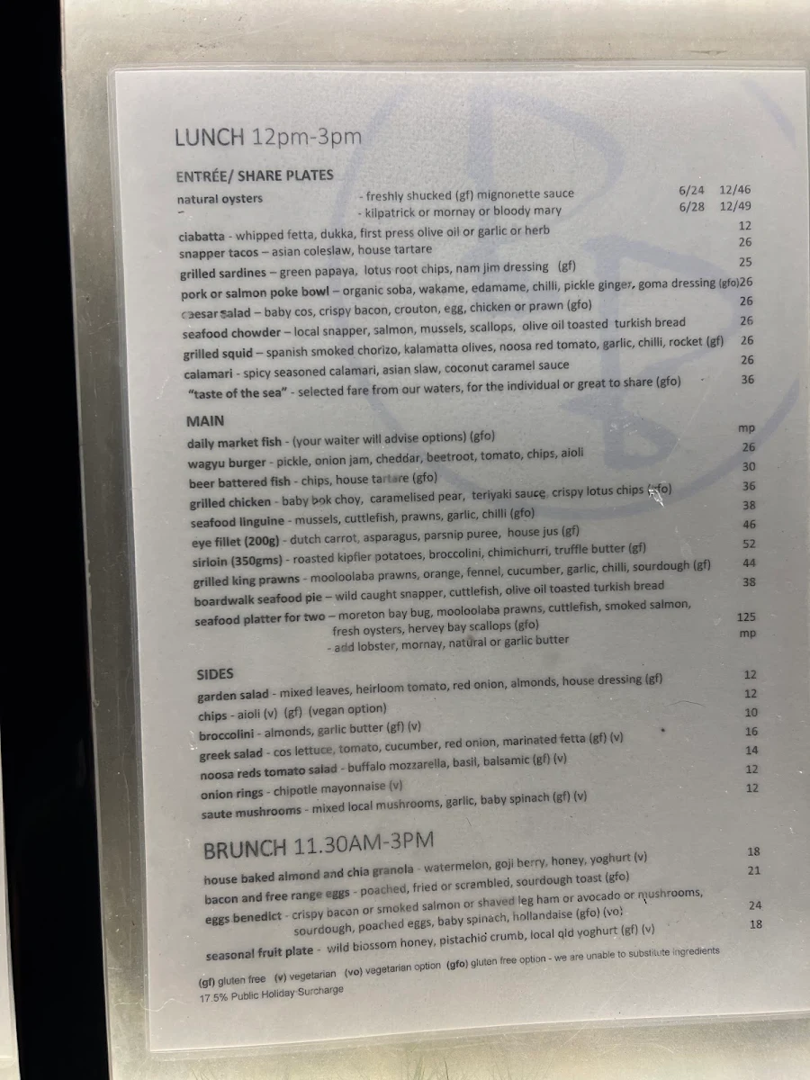 Menu, Boardwalk Bistro on Hastings