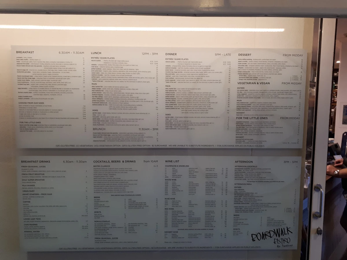 Menu, Boardwalk Bistro on Hastings