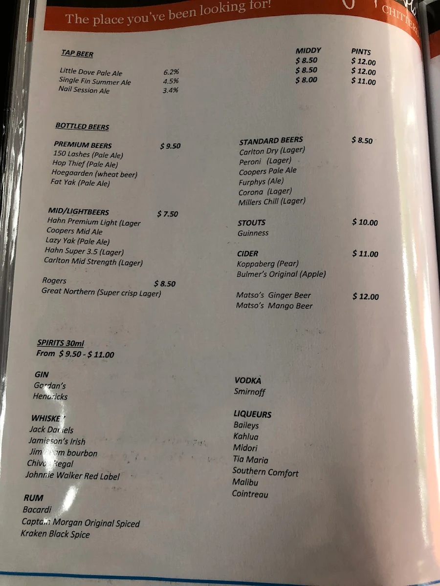 Menu, Stringybark Cottage Winery & Restaurant