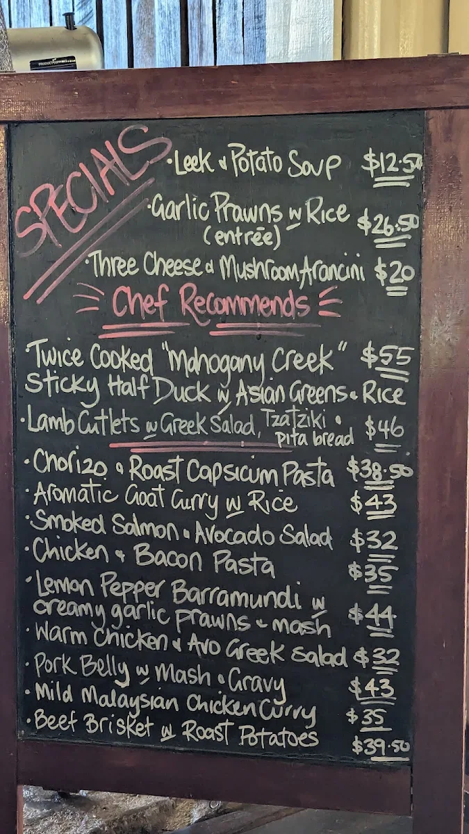 Menu, Stringybark Cottage Winery & Restaurant
