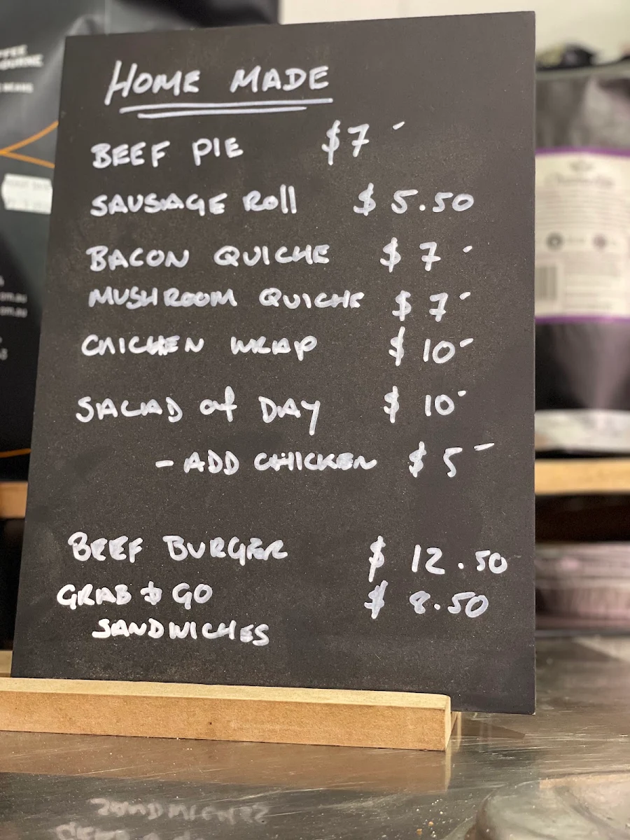 Menu, hole in the wall cafe