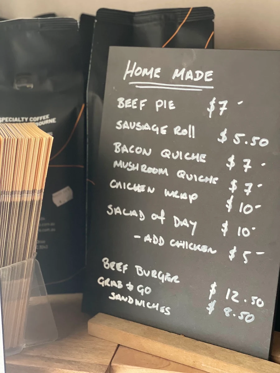 Menu, hole in the wall cafe