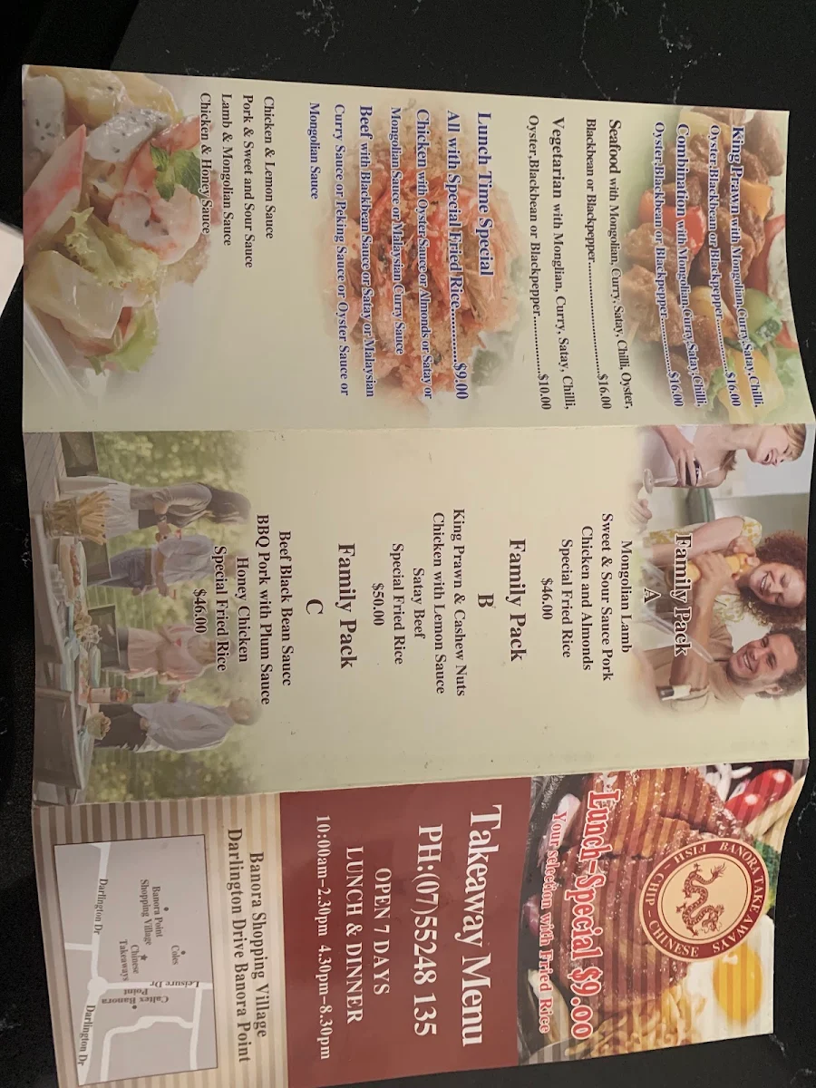 Menu, Banora Chinese Takeaway/Fish & Chips