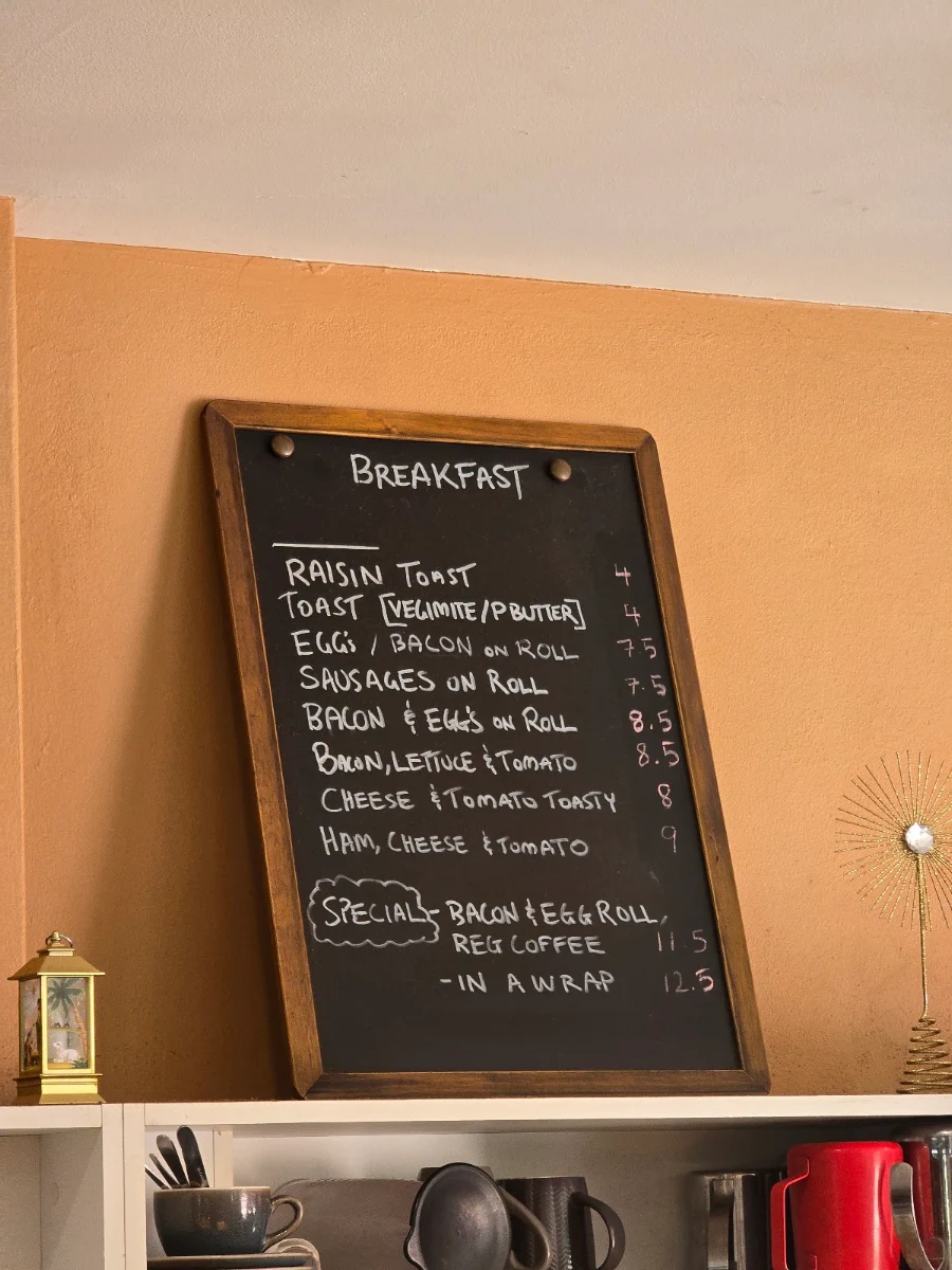 Menu, Fremont Cafe