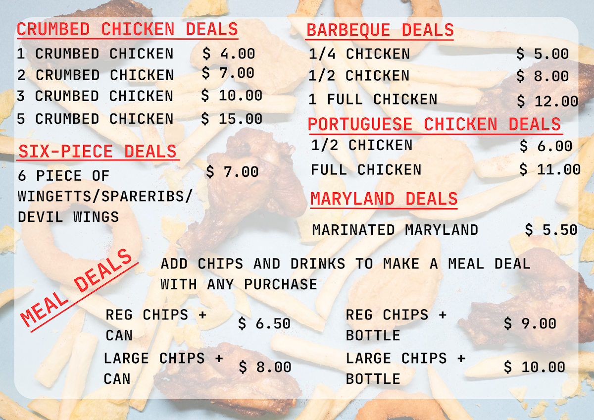 Menu, Royale Poultry - Pacific Square, Maroubra