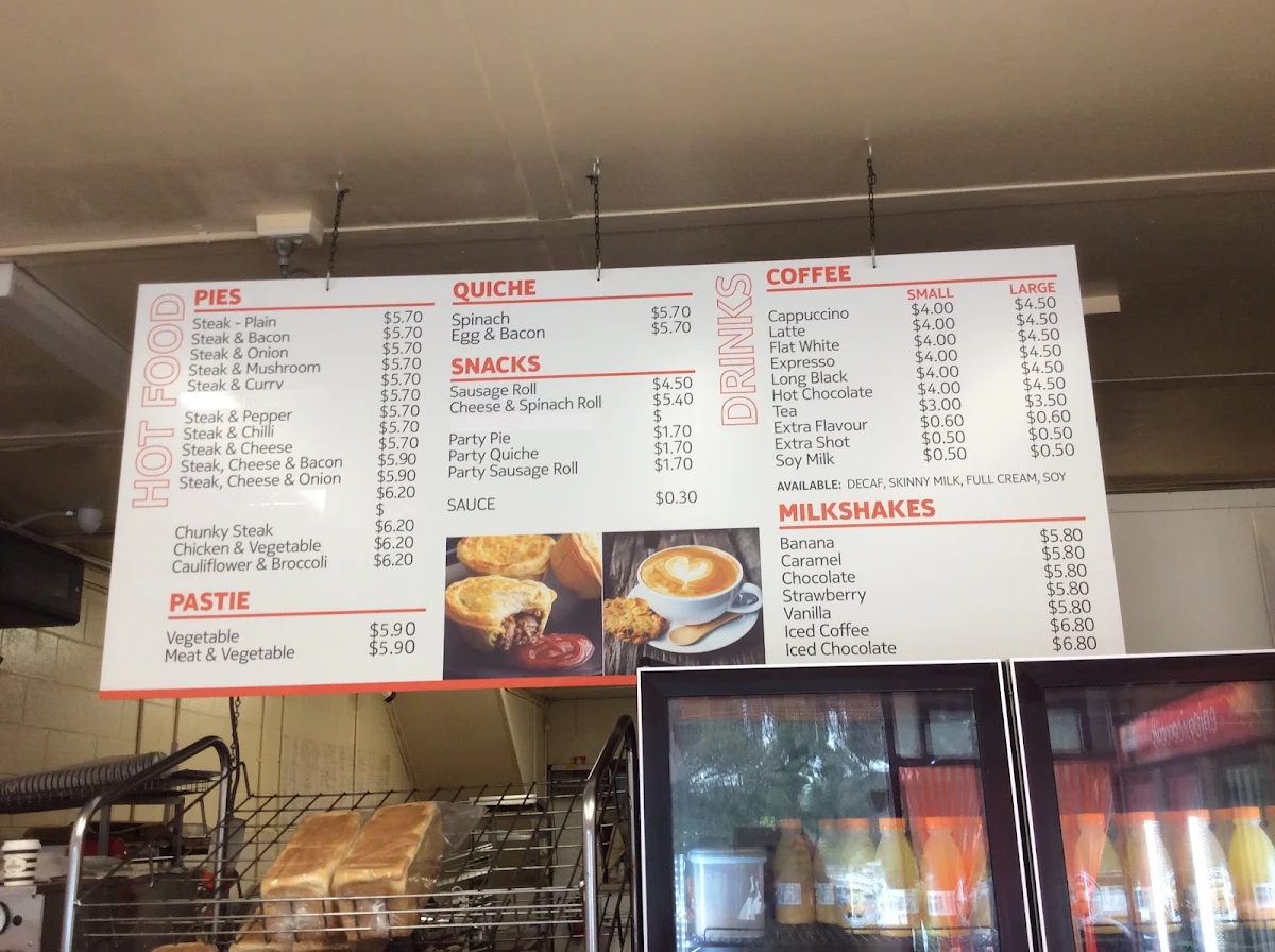 Menu, Fran's Studfield Bakeries