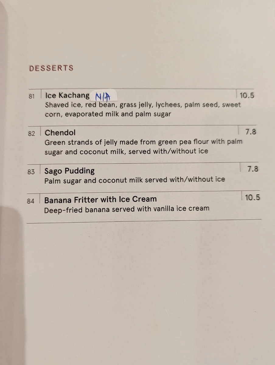 Menu, Laksa King