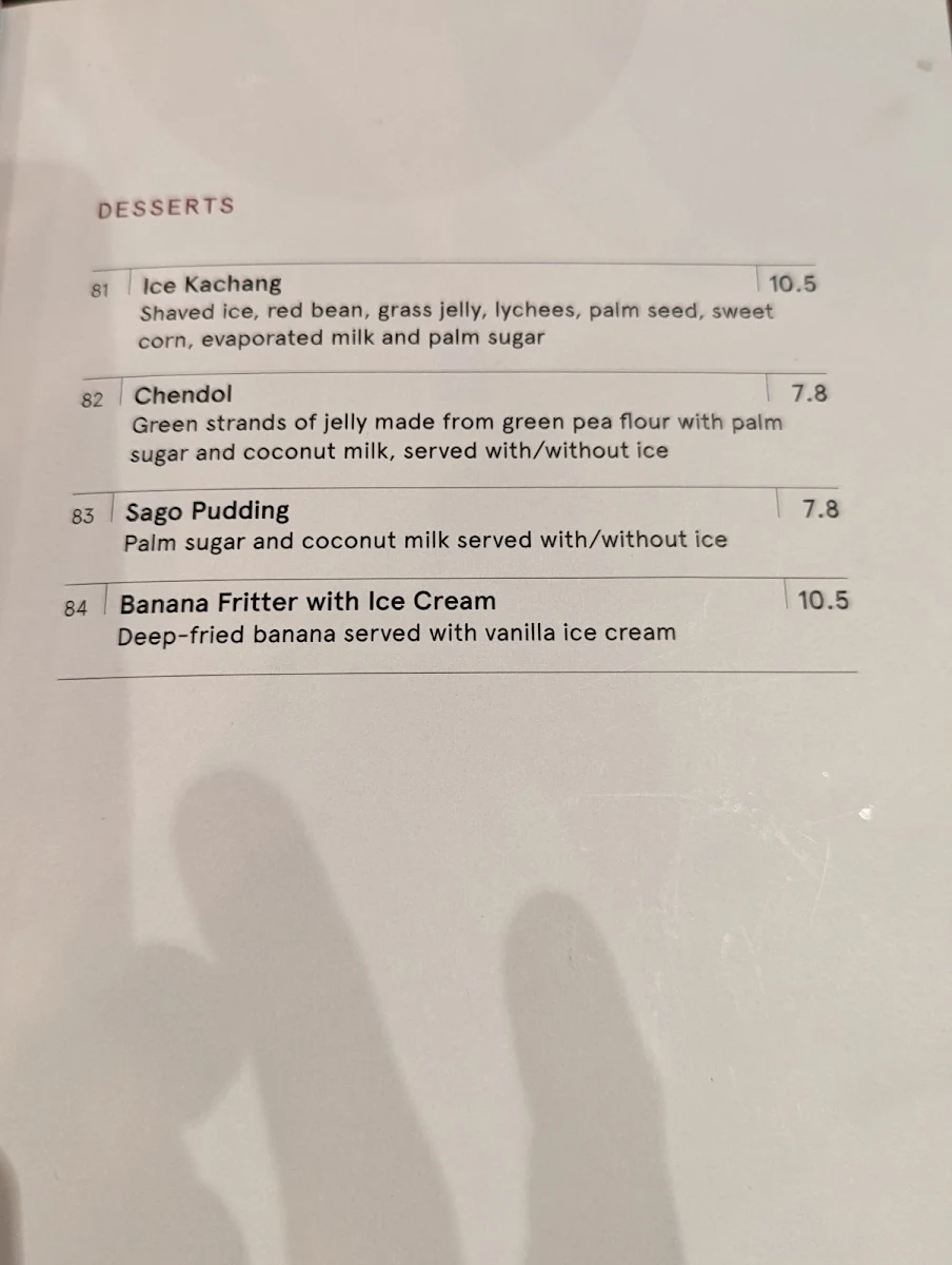 Menu, Laksa King