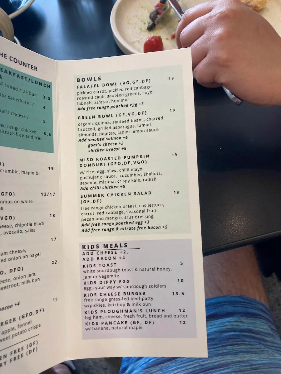 Menu, Warren & Holt Wholefoods Eatery